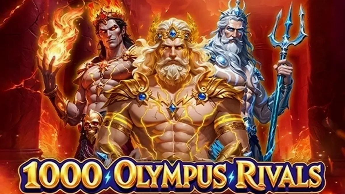 Ang 1000 Olympus Rivals slot game na may 7 reels at temang mitolohiya.