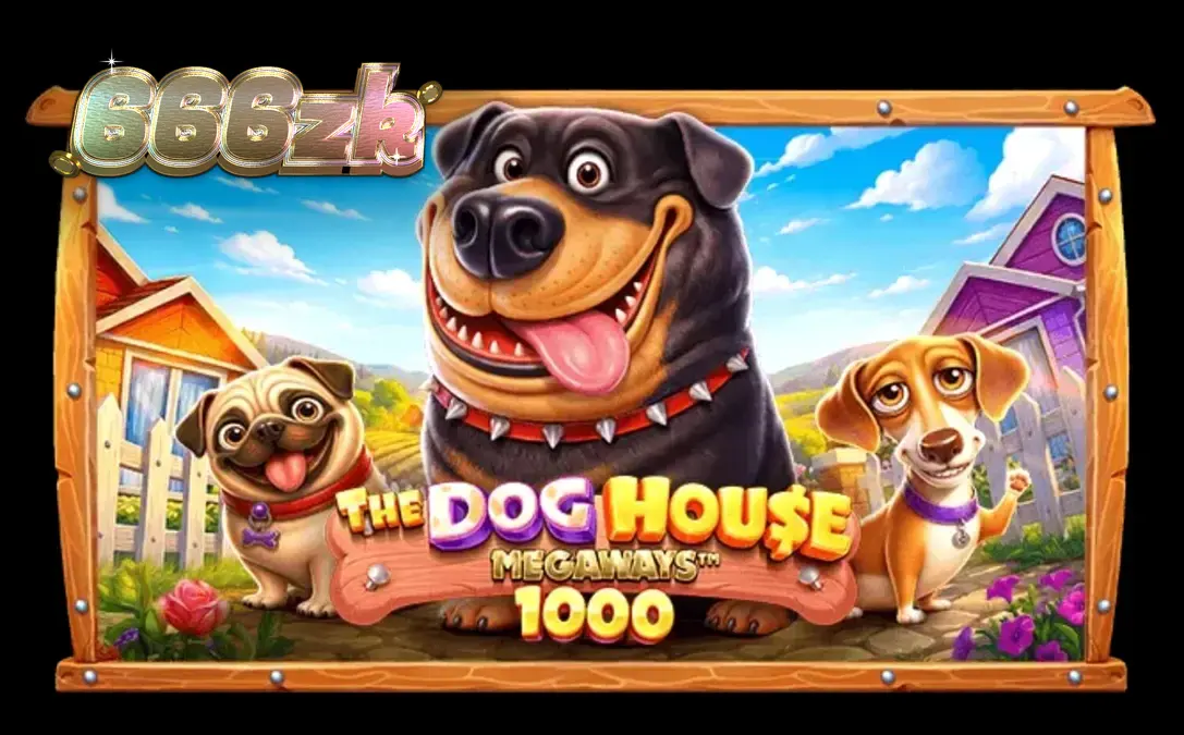 The Dog House Megaways 1000 slot machine interface featuring playful canine characters.